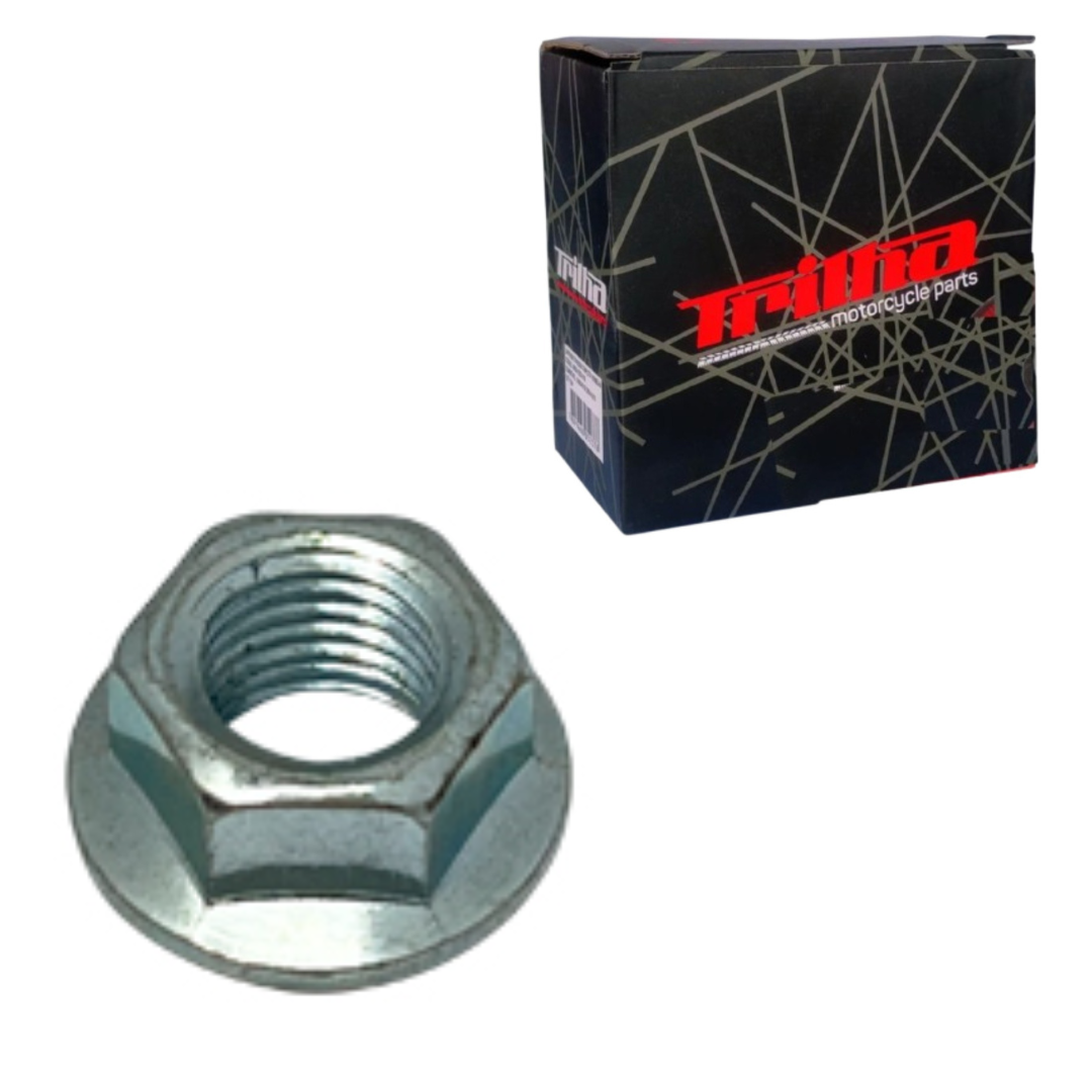 de6ec5872be22f9a7636a9ca368abe7b.png Porca Flange 10MM De Fixação Do Volante - Biz/Dream/Pop/Elite - Imagem 1