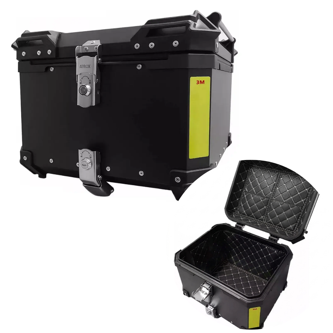 7e1972110755748231b9fb657019bf92.png Bauleto Alumínio 45L Universal Moto Com Base Forrado Preto - Imagem 1