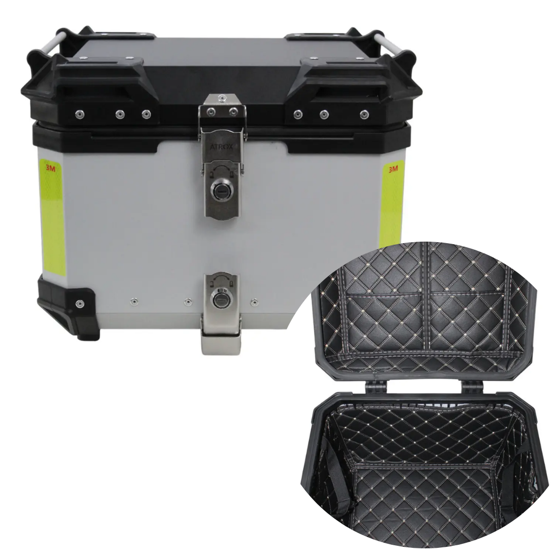 e64c4d32c686b6d2d8702b237aeee946.png Bauleto Alumínio Moto 45L Universal Com Base Forrado Space - Imagem 1